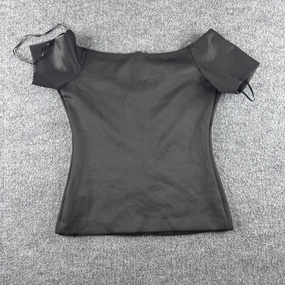 GUESS Blair Off The Shoulder Scuba Top Jet Black S W64P85R3PP0 NWT